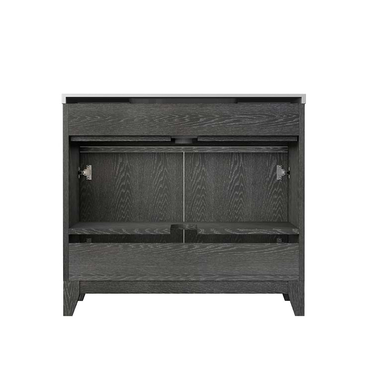 Aiden Black Oak 36" Single Vanity with Carrara Marble Top