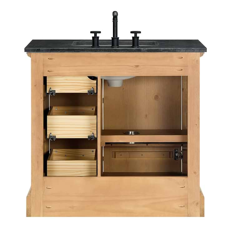 Olivier Blonde Wood 36" Single Vanity with Black Marble Top