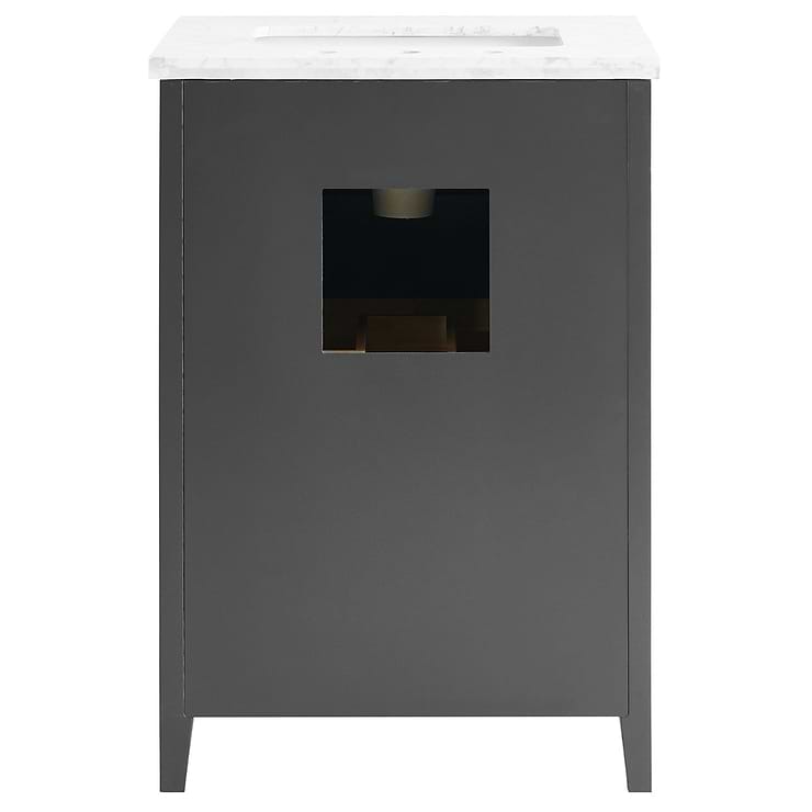 Iconic 24" Charcoal and Gold Vanity with Carrara Marble Top and Ceramic Basin