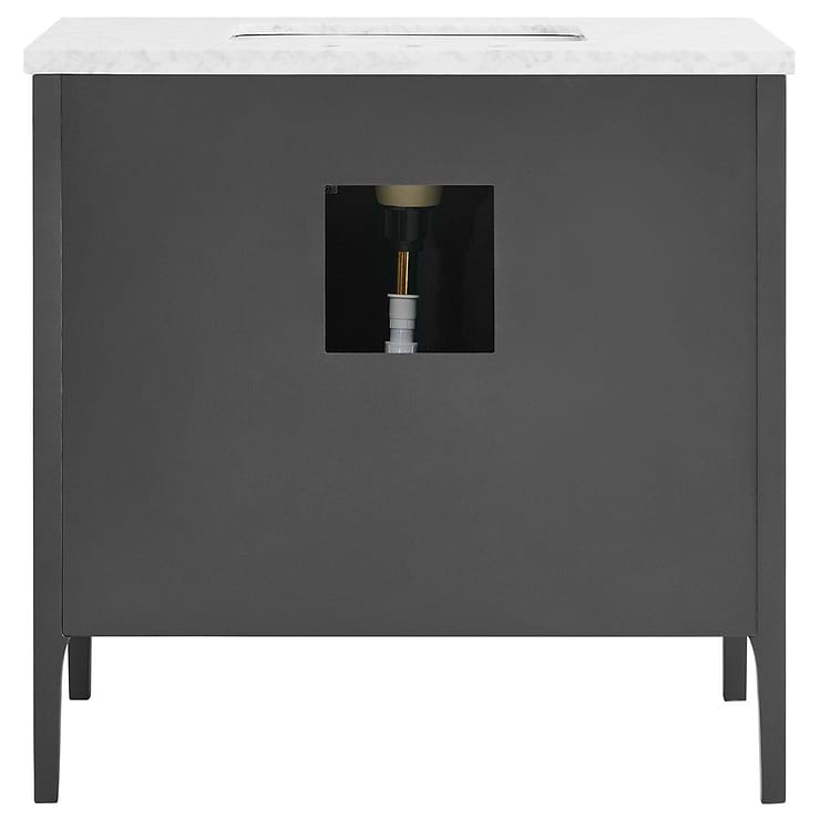 Province Charcoal and Gold 36" Single Vanity with Carrara Marble Top