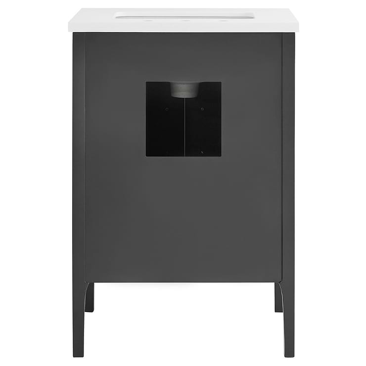 Province Charcoal and Gold 24" Single Vanity with Pure White Quartz Top