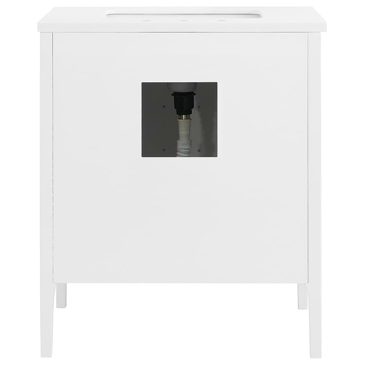 Province White and Silver 30" Single Vanity with Pure White Quartz Top