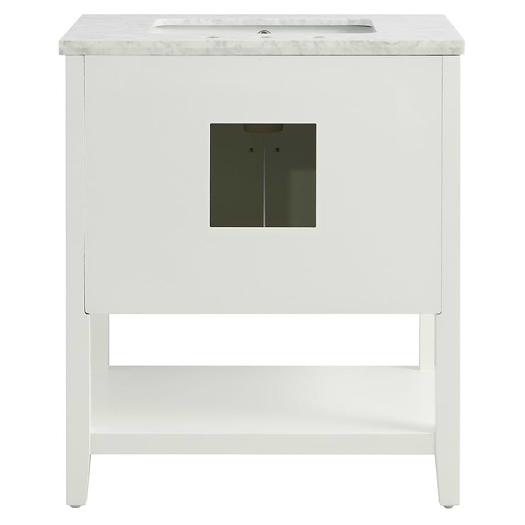 Sheraton 30" White Vanity with Carrara Marble Top and Ceramic Basin