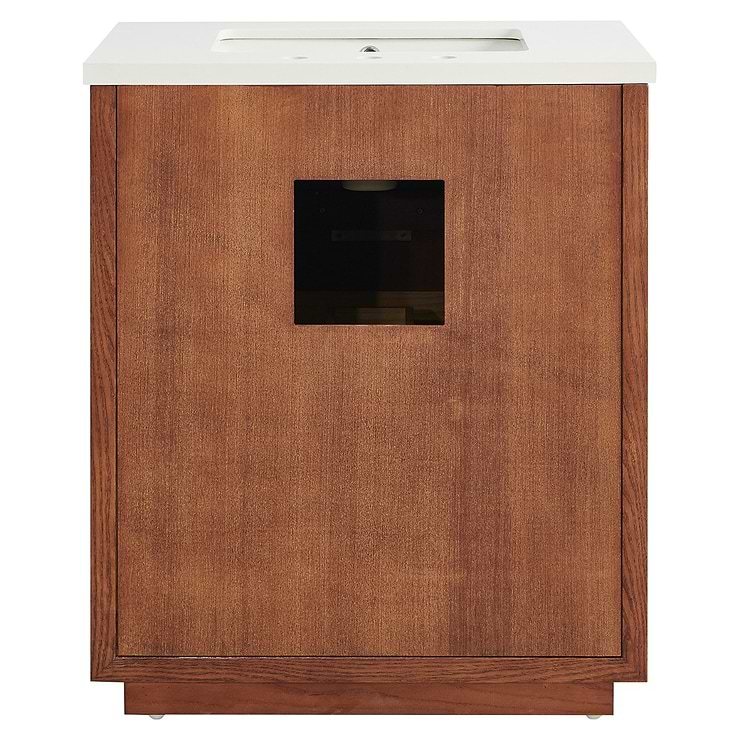 Marilyn 30" Woodgrain Vanity with Pure White Quartz Top and Ceramic Basin