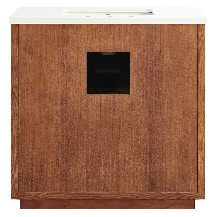 Marilyn 36" Woodgrain Vanity with Pure White Quartz Top and Ceramic Basin