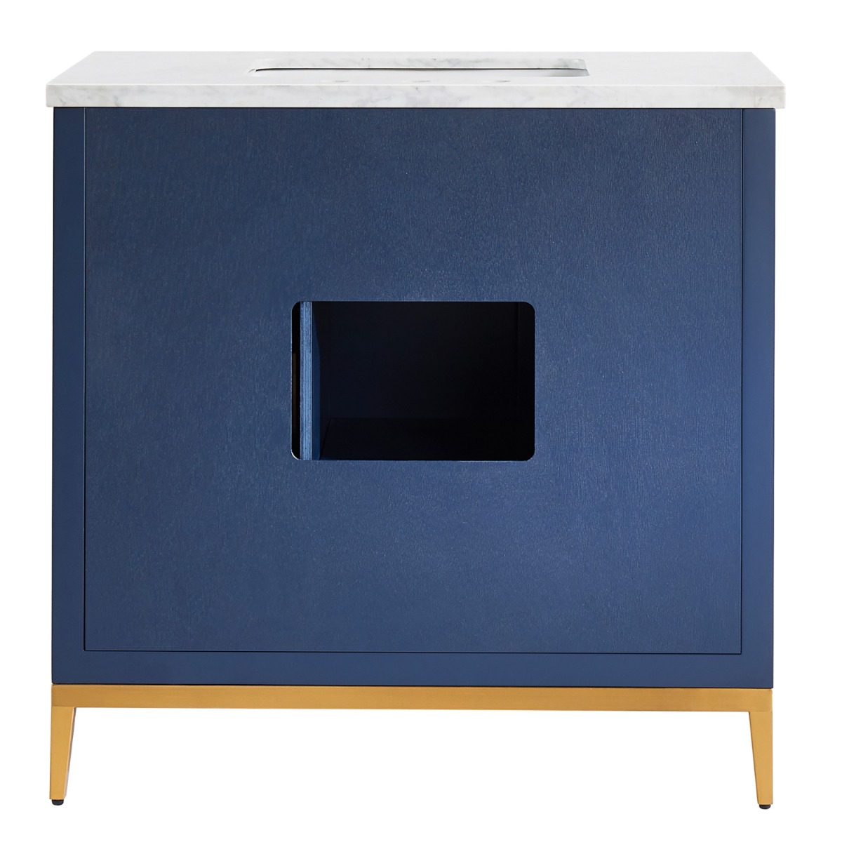 Bungalow Navy and Gold 36" Single Vanity with Carrara Marble Top