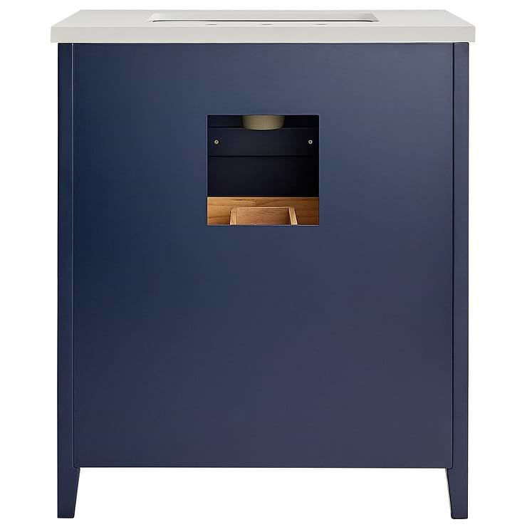 Iconic 30" Navy and Gold Vanity with Pure White Quartz Top and Ceramic Basin