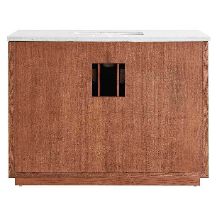 Marilyn 48" Woodgrain Vanity with Carrara Marble Top and Ceramic Basin