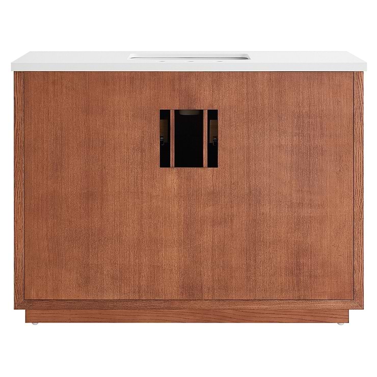 Marilyn 48" Woodgrain Vanity with Pure White Quartz Top and Ceramic Basin