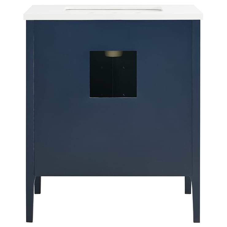 Province Navy and Gold 30" Single Vanity with Pure White Quartz Top