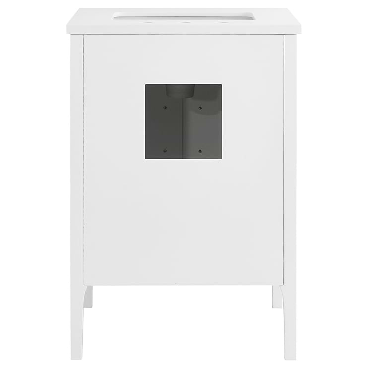 Province White and Silver 24" Single Vanity with Pure White Quartz Top