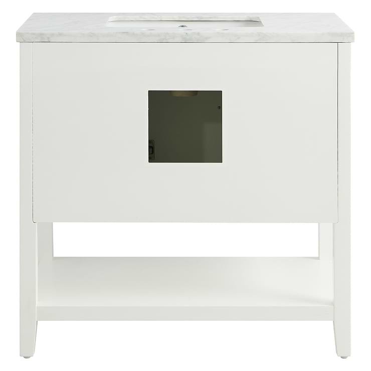 Sheraton 36" White Vanity with Carrara Marble Top and Ceramic Basin
