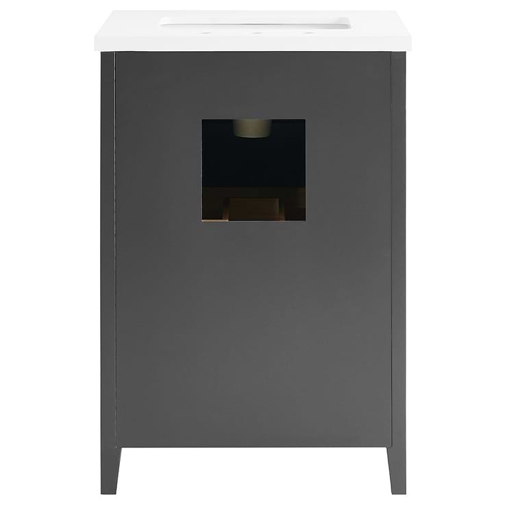 Iconic 24" Charcoal and Gold Vanity with Pure White Quartz Top and Ceramic Basin