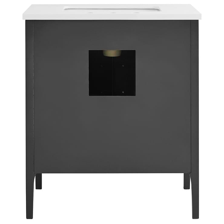 Province Charcoal and Gold 30" Single Vanity with Pure White Quartz Top