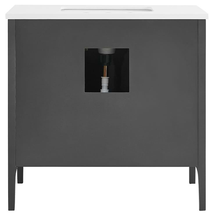 Province Charcoal and Gold 36" Single Vanity with Pure White Quartz Top