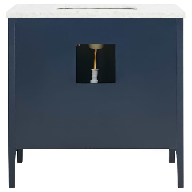 Province Navy and Gold 36" Single Vanity with Carrara Marble Top