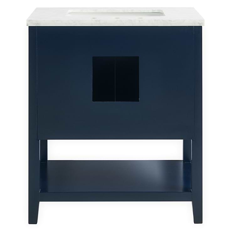 Sheraton 30" Navy Vanity with Carrara Marble Top and Ceramic Basin