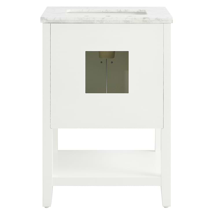 Sheraton 24" White Vanity with Carrara Marble Top and Ceramic Basin