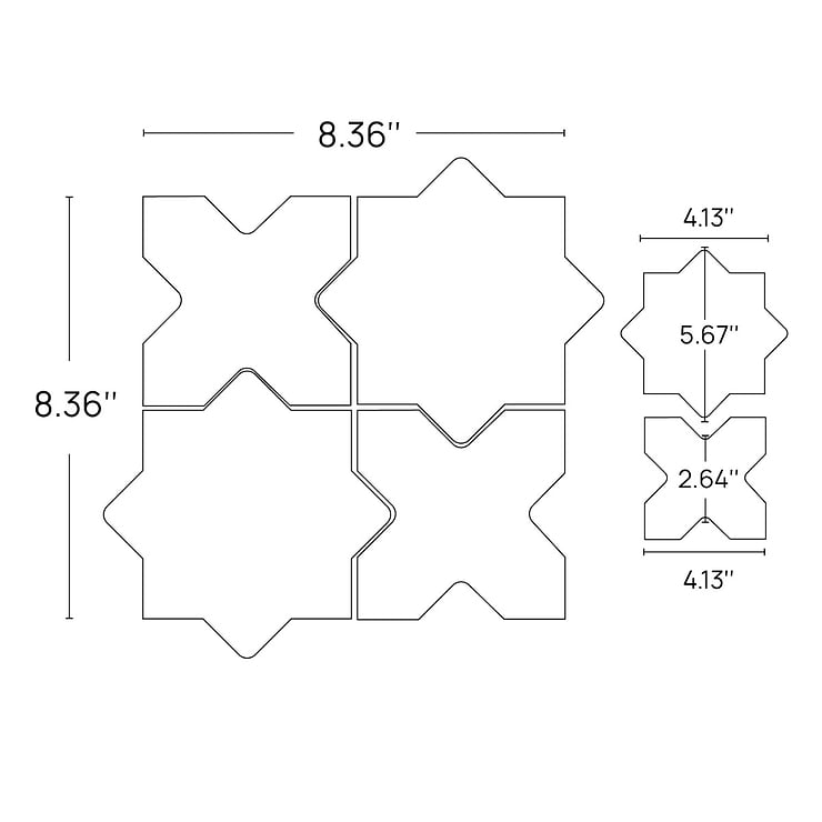 Behati Blue 4" Star Cross Polished Glass Mosaic Tile