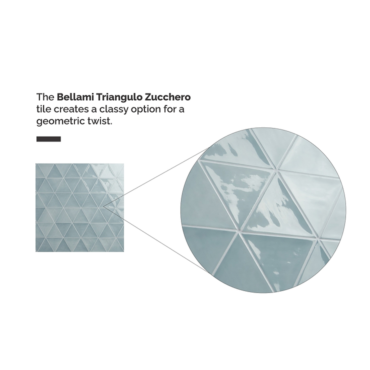 Bellami Triangulo Azul Blue Zucchero 4x5 Glossy Ceramic Wall Tile