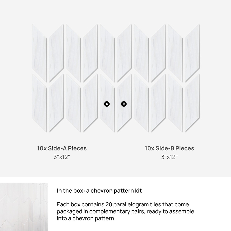 Bianco Dolomite White 3x12 Chevron Premium Honed Marble Tile
