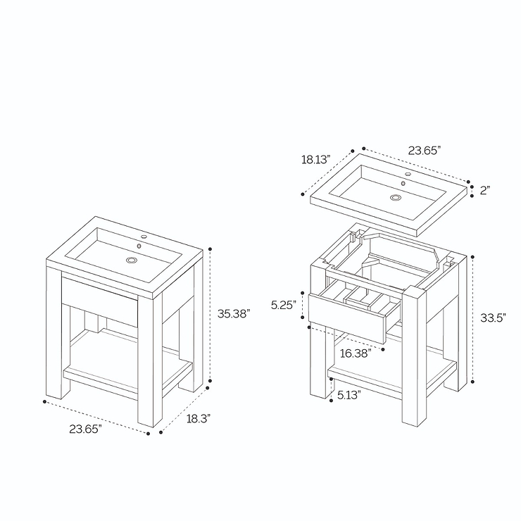 James Martin Vanities Brooklyn 24" Platinum Ash Vanity And Counter