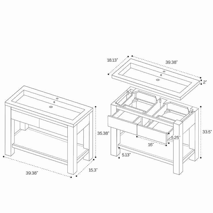 James Martin Vanities Brooklyn 40" Platinum Ash Vanity And Counter