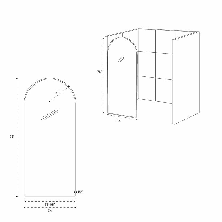 Burke 34x78" Reversible Framed Shower Screen with Clear Glass in Matte Brushed Gold