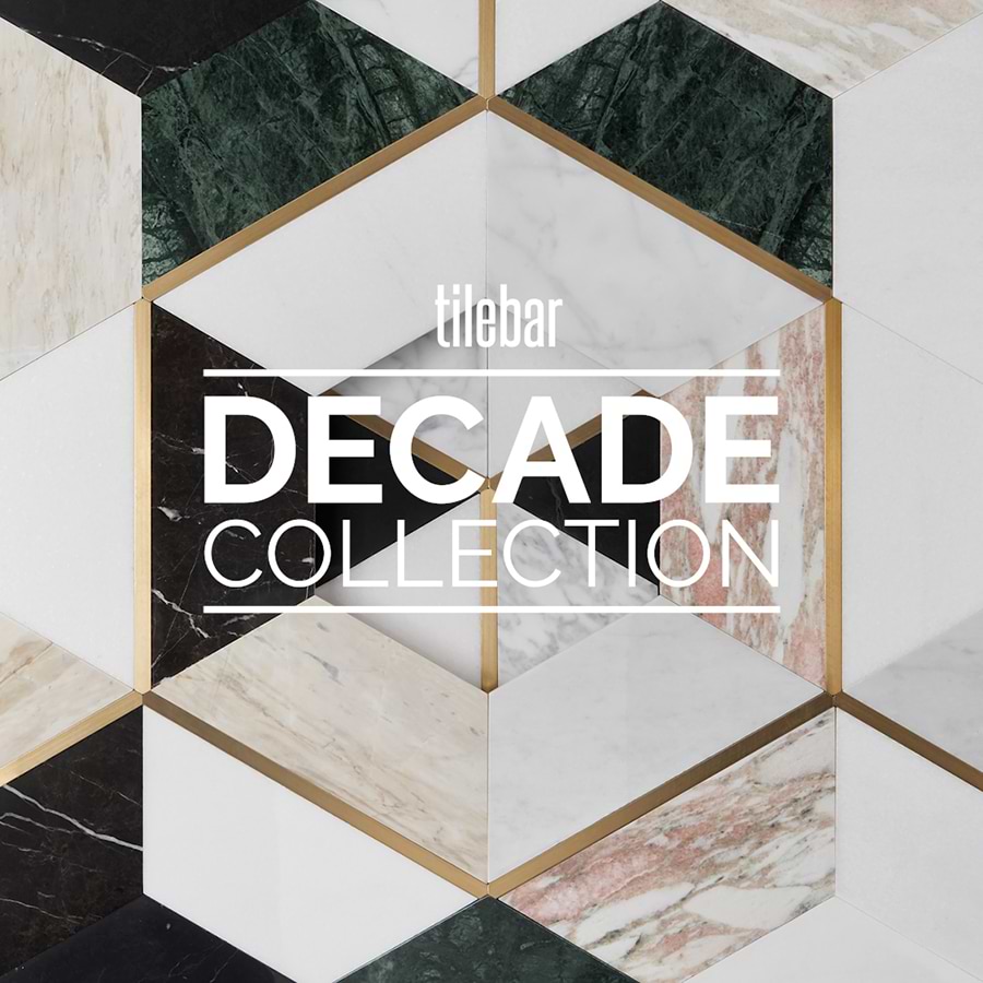 Decade Saint Laurent Beige Polished Marble and Brass Mosaic Tile
