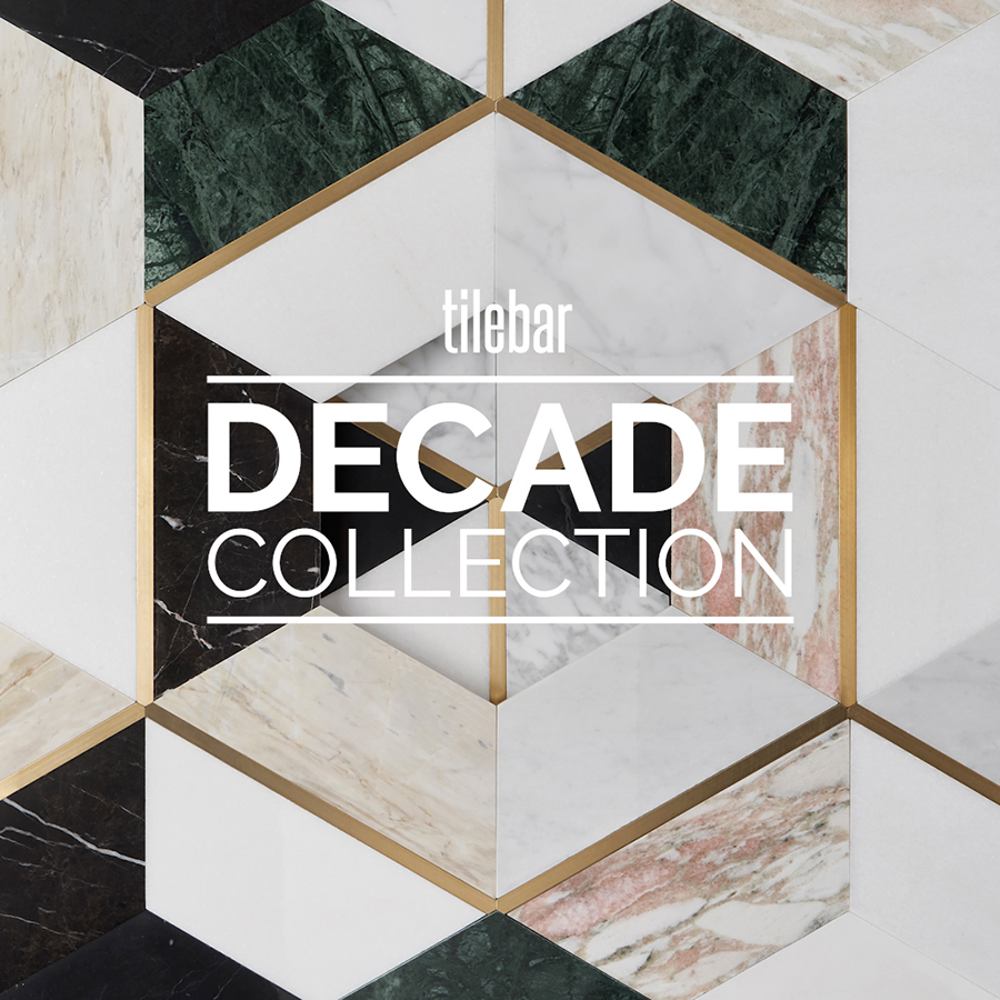Decade Rosa Polished Marble and Brass Mosaic Tile