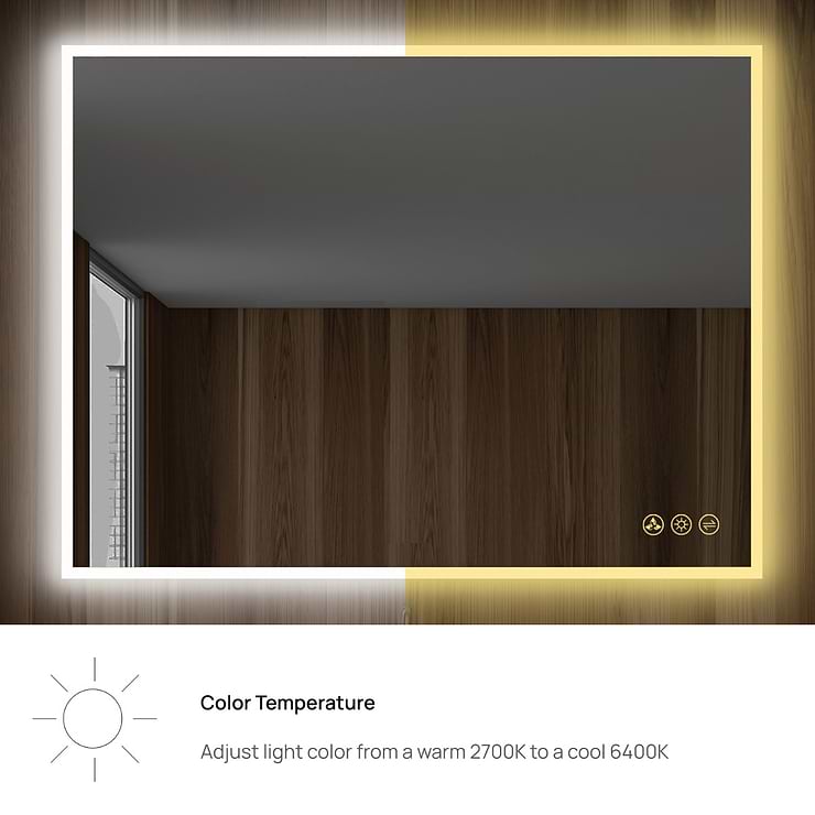 Rige 48x30" Rectangle LED Mirror