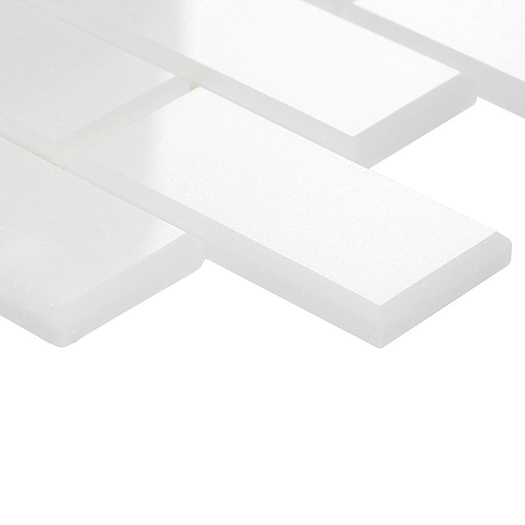 White Thassos 2x4 Beveled Marble Polished Mosaic Tile