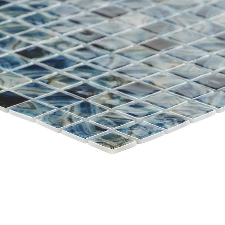 Swim Paradise Blue 1x1 Polished Glass Mosaic Tile