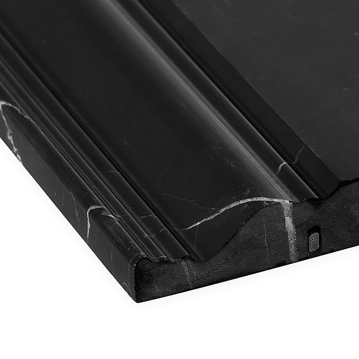 Nero Marquina Black 5x12 Polished Marble Base Molding