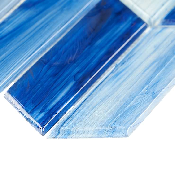 Maya Chevron Azur Glass Mosaic Tile