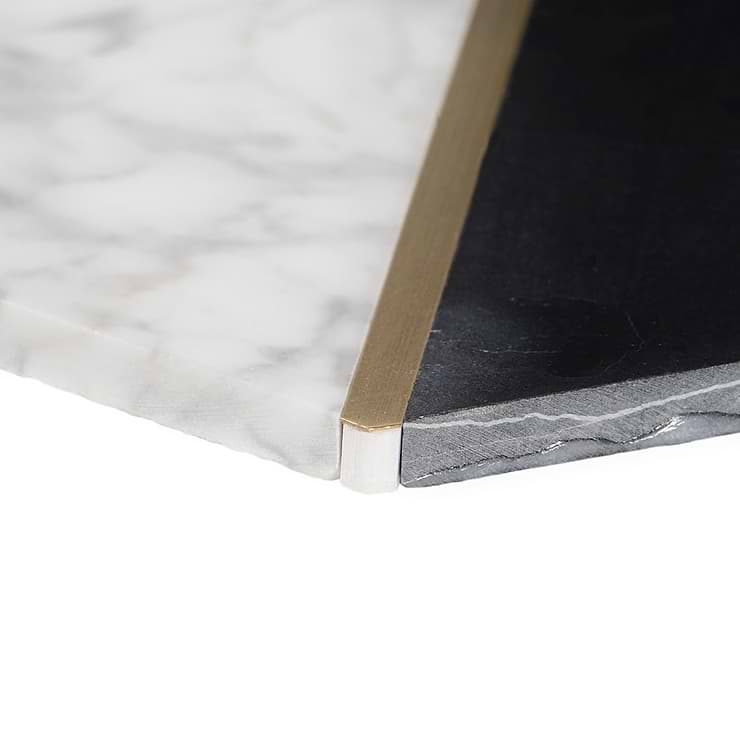 Decade Nero Blanco Polished Marble and Brass Mosaic Tile