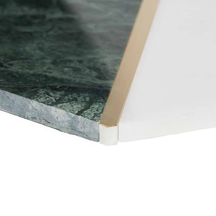 Decade Verde Polished Marble and Brass Mosaic Tile