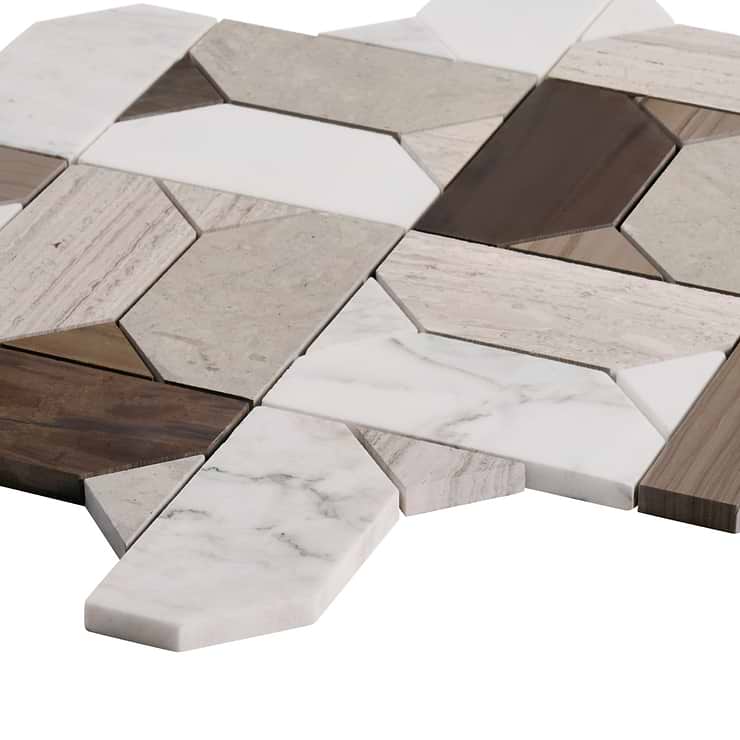 Isobel Russet Brown Polished Marble Luxury Mosaic Tile
