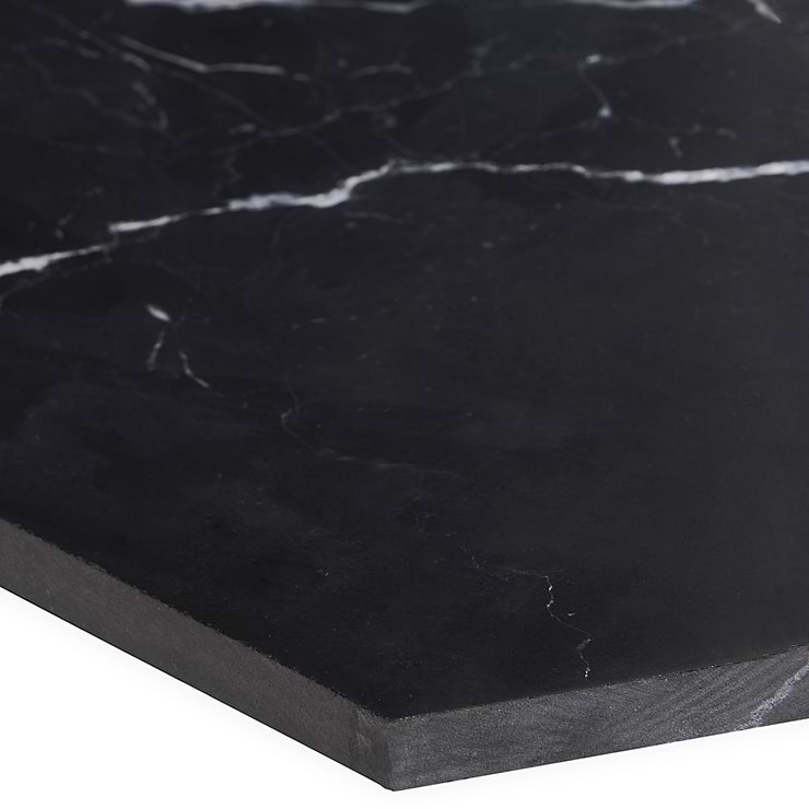 Nero Marquina 10" Hexagon Honed Marble Tile