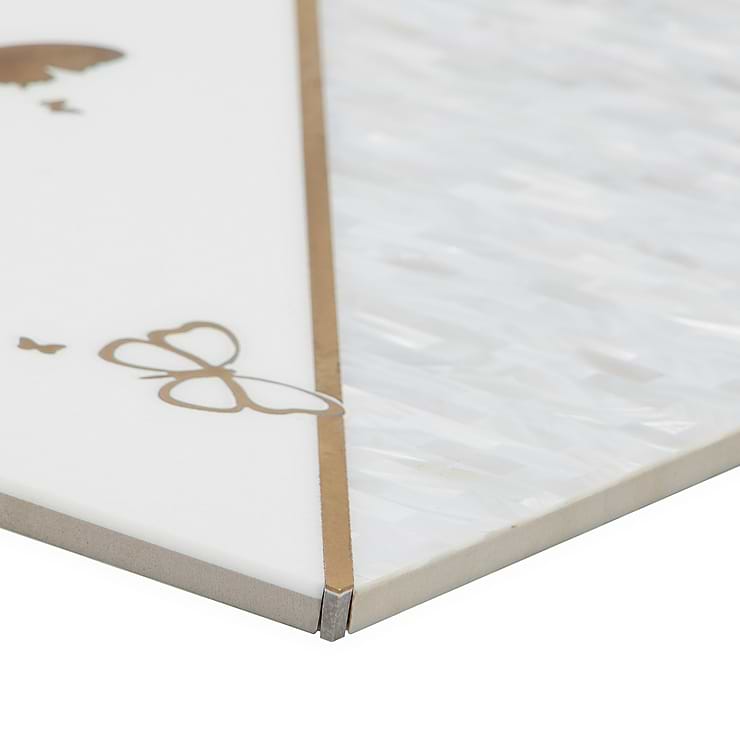 Timeless Butterflies and Perla Brass Mixed Polished Tile By Elizabeth Sutton