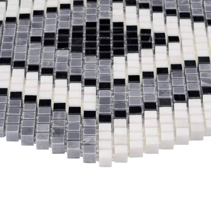 Uma Gray and White Polished Marble Micro Mosaic Tile