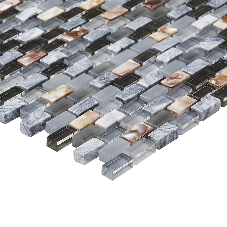 Paragon Surf Periwinkle Purple Mini Brick Textured Marble & Glass Mosaic Tile