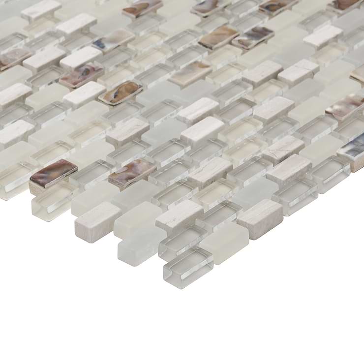 Paragon Calico Beige 1/2x1 Mini Brick Marble & Glass Mosaic Tile
