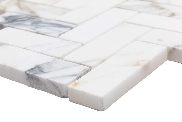 Calacatta Herringbone 1x3 Marble Tile