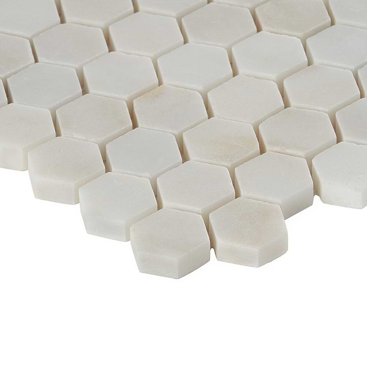 White Jade 1" Hexagon Polished Marble Tile