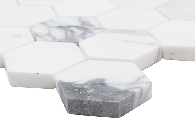 Calacatta 2" Hexagon Polished Marble Tile 