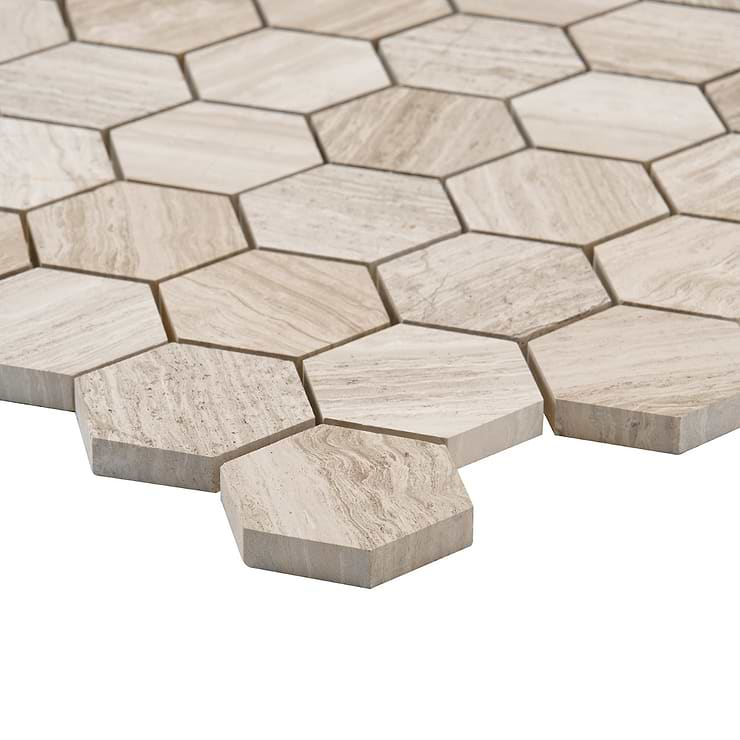 Wooden Beige 2" Hexagon Polished Marble Mosaic Tile