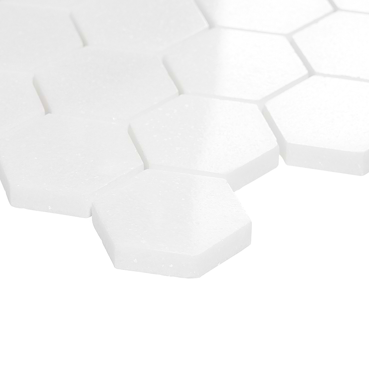White Thassos 2" Hexagon Marble Polished Mosaic Tile