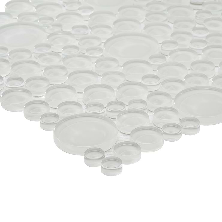 Loft Spa Super White Circles Glass Polished Mosaic Tile