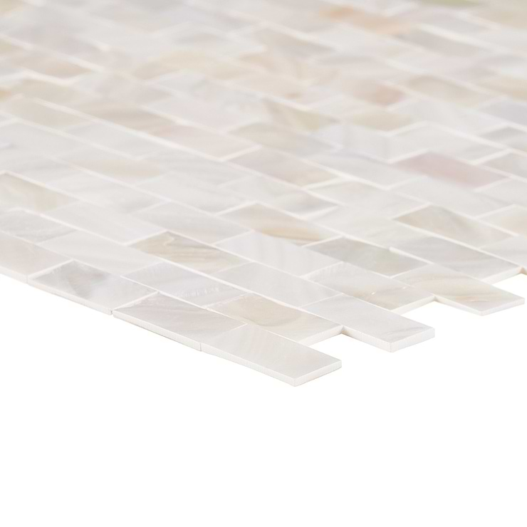 Mother of Pearl LPS Beige Mini Brick Seamless Peel & Stick Self Adhesive Polished Pearl Shell Mosaic Tile